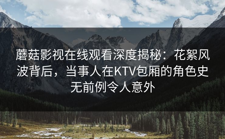 蘑菇影视在线观看深度揭秘：花絮风波背后，当事人在KTV包厢的角色史无前例令人意外