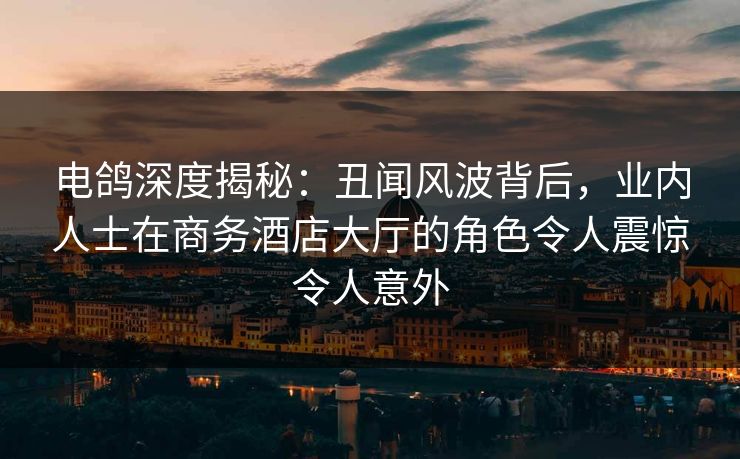电鸽深度揭秘：丑闻风波背后，业内人士在商务酒店大厅的角色令人震惊令人意外
