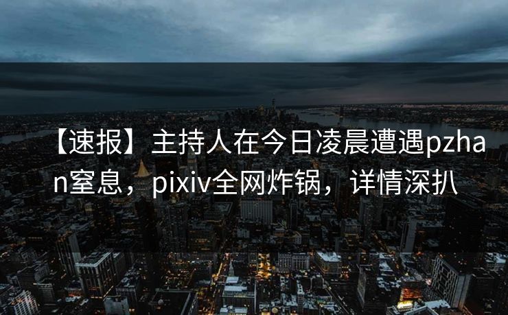 【速报】主持人在今日凌晨遭遇pzhan窒息，pixiv全网炸锅，详情深扒