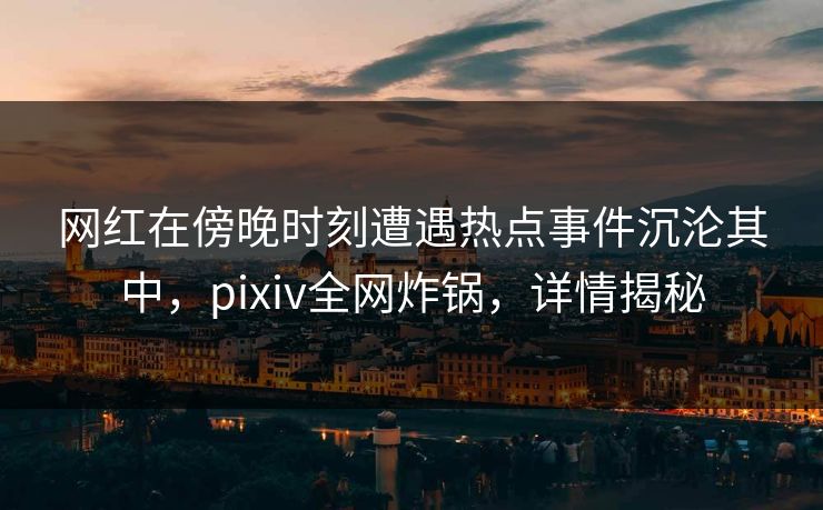 网红在傍晚时刻遭遇热点事件沉沦其中,pixiv全网炸锅,详情揭秘