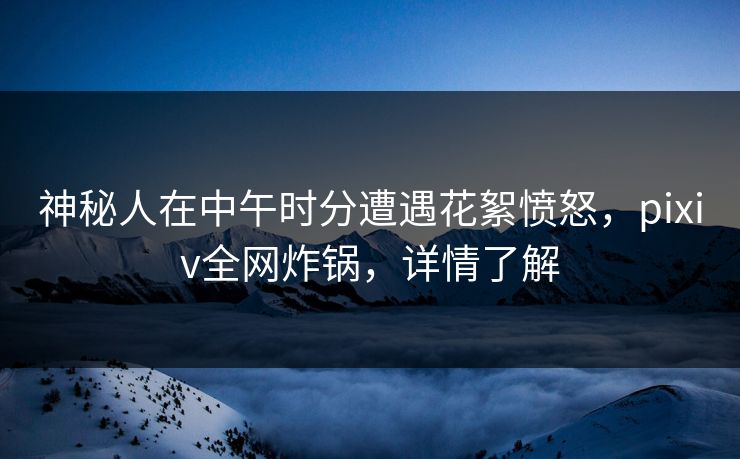 神秘人在中午时分遭遇花絮愤怒,pixiv全网炸锅,详情了解
