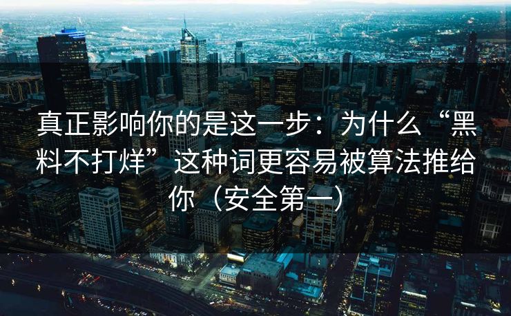 真正影响你的是这一步：为什么“黑料不打烊”这种词更容易被算法推给你（安全第一）
